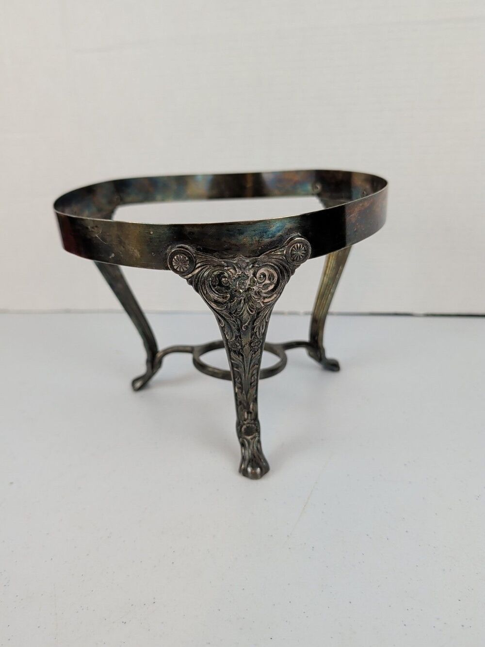 Vintage Silver Plated Food Warmer Stand 9x6.5